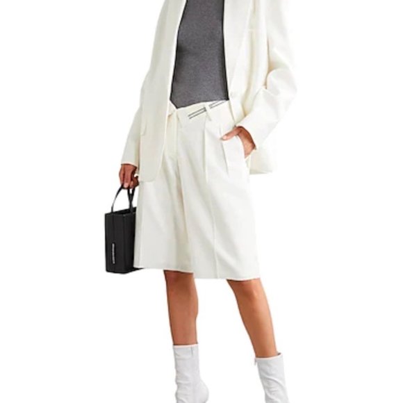 Alexander Wang White High Waist Viscose Wool Blend Bermuda Shorts Size 8 NWT - Picture 5 of 11